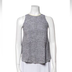 T by Alexander Wang White Black Pattern Viscose Top Lambskin Collar EUC Size 4